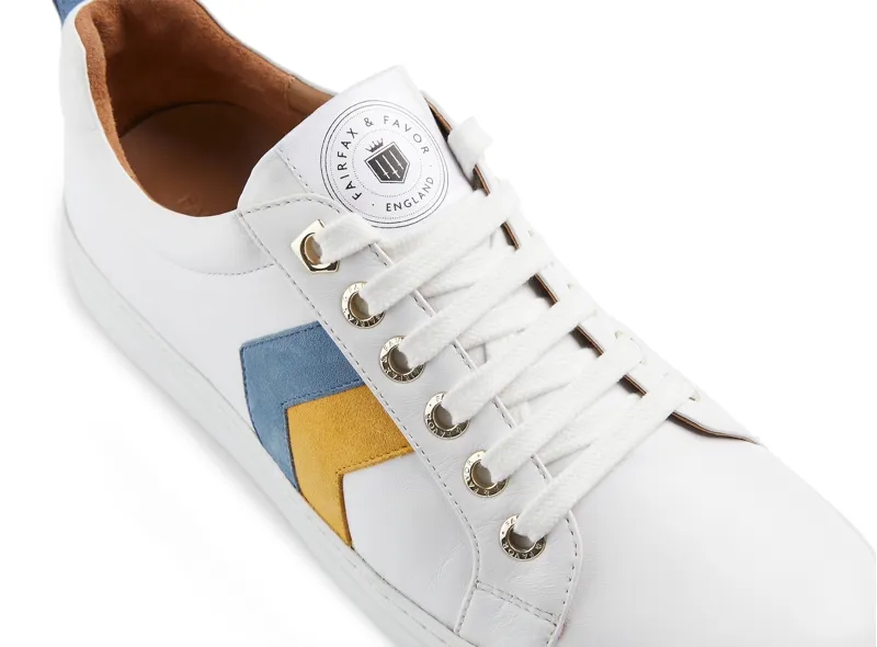 Fairfax and Favor The Alexandra Leather Trainer Cornflower/Mango-5